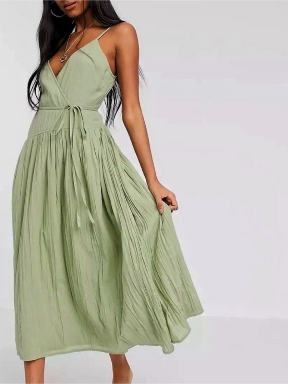 NEW ASOS Green Wrap Maxi Dress Sz 4 Bin i